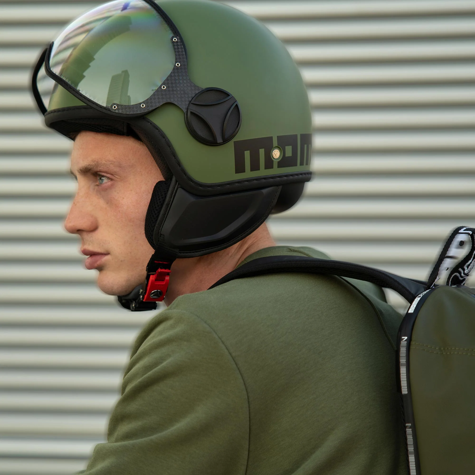 Casco moto jet FGTR CLASSIC Mono E2206 Verde militare opaco / nero - Image 10