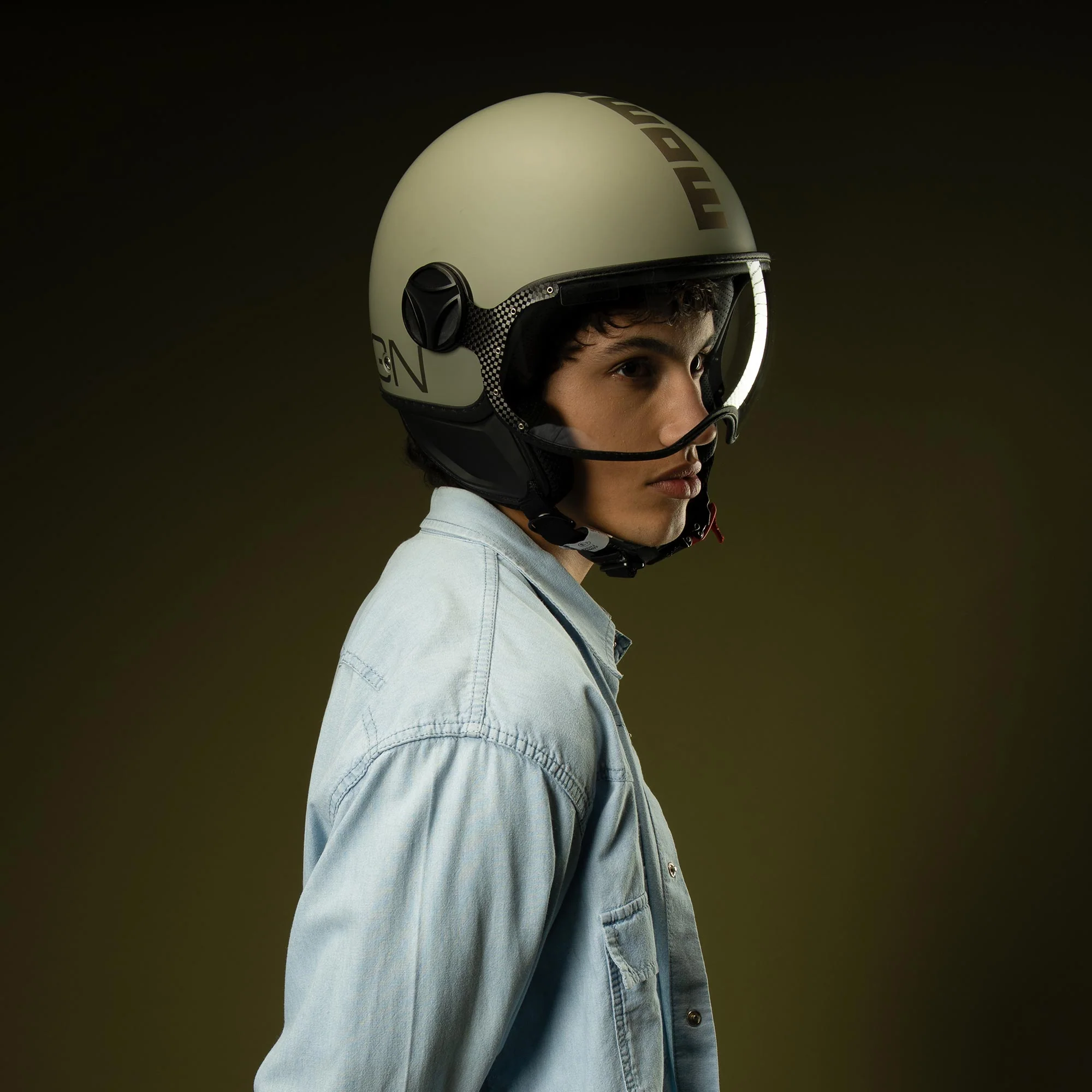 Casco moto jet FGTR CLASSIC Flip E2206 Verde opaco / bronzo - Image 8