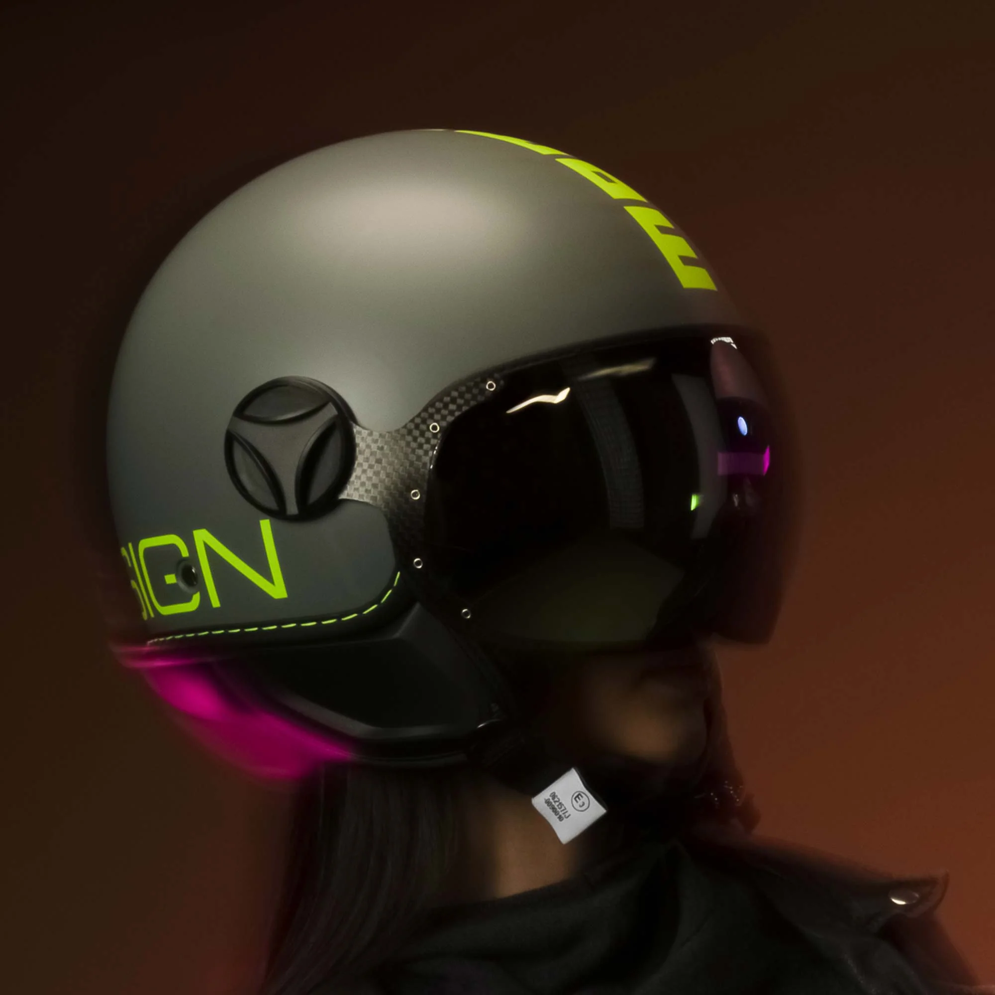 Casco moto jet FGTR CLASSIC Fluo E2206 Grigio opaco / Giallo fluo - Image 8