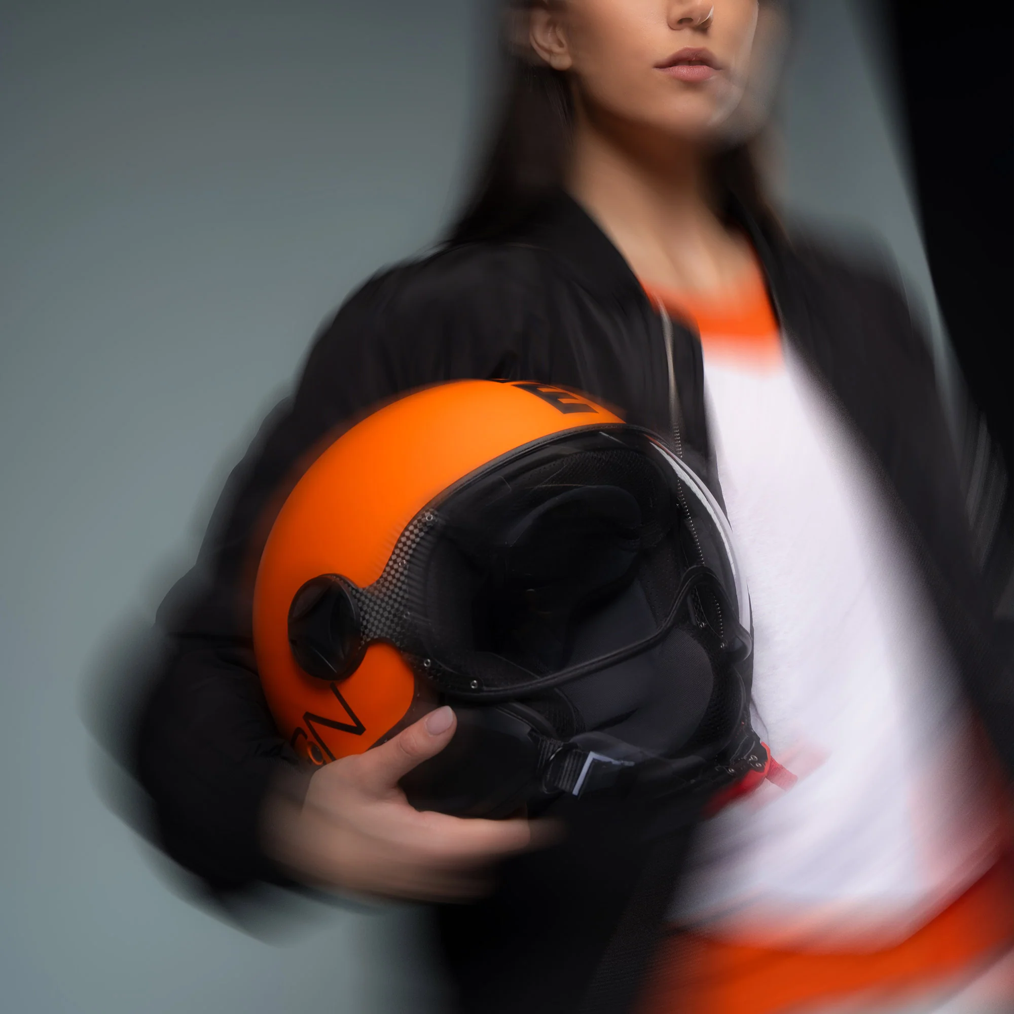 Casco moto jet FGTR CLASSIC Mono E2206 Arancione opaco / nero - Image 9