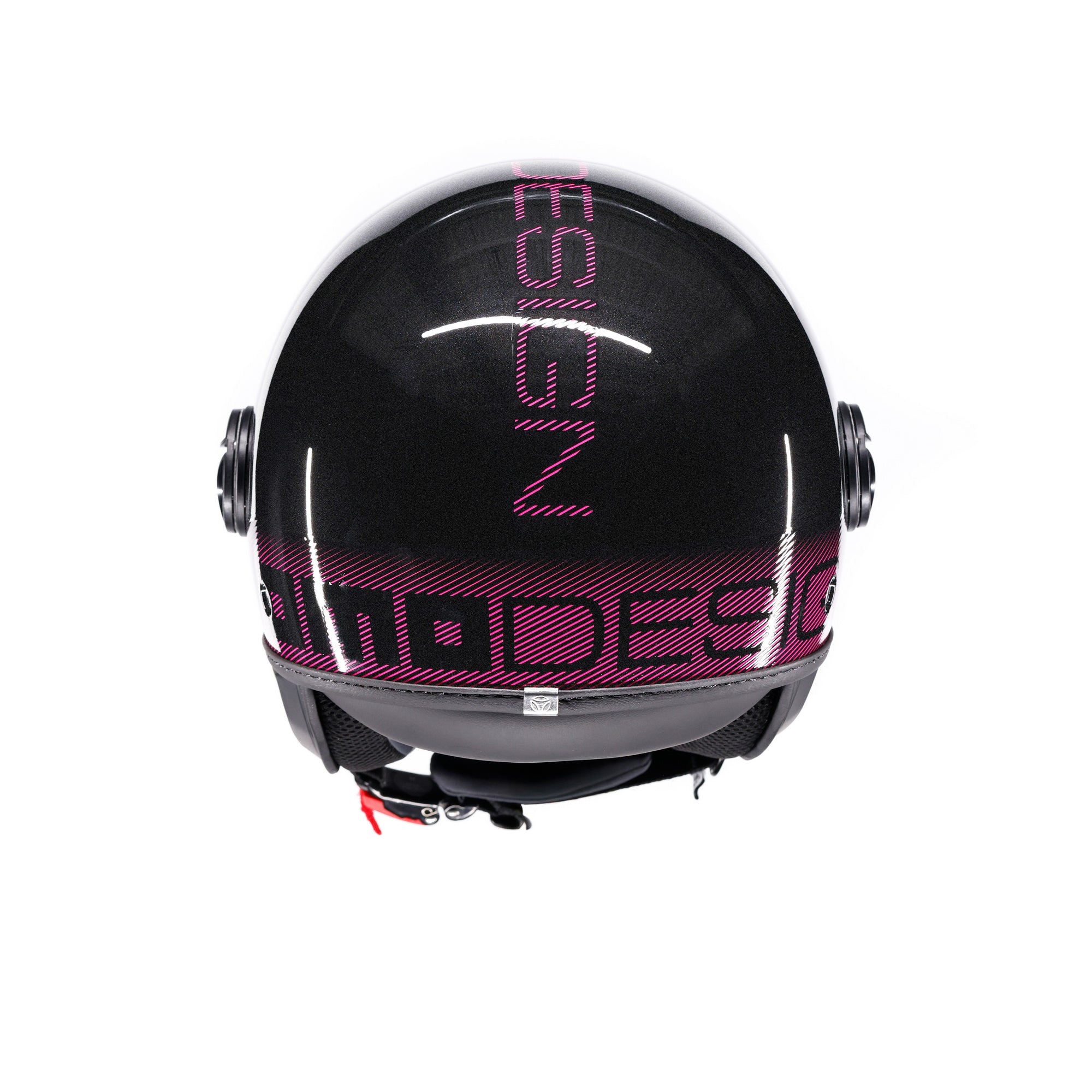 Casco moto jet FGTR CLASSIC Stripes E2206 Nero glitter / fucsia - Image 6