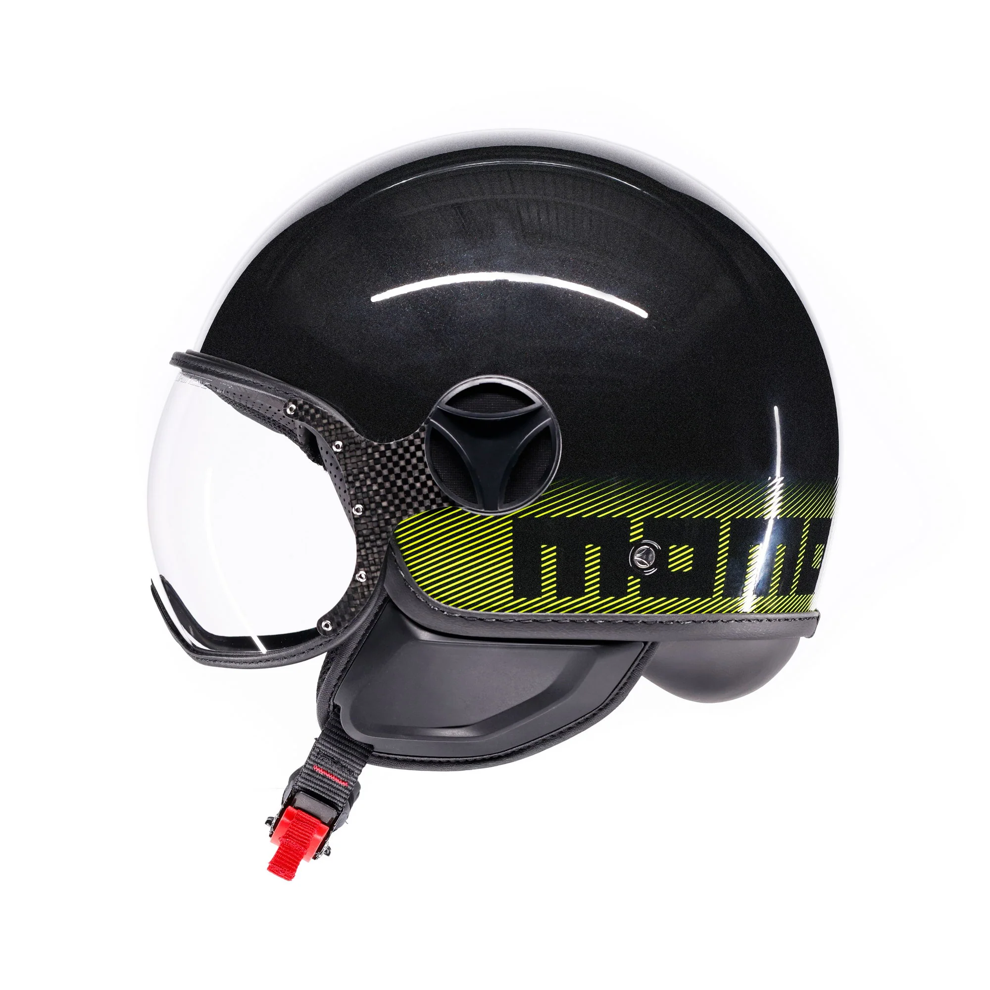 Casco moto jet FGTR CLASSIC Stripes E2206 Nero glitter / giallo fluo - Image 3