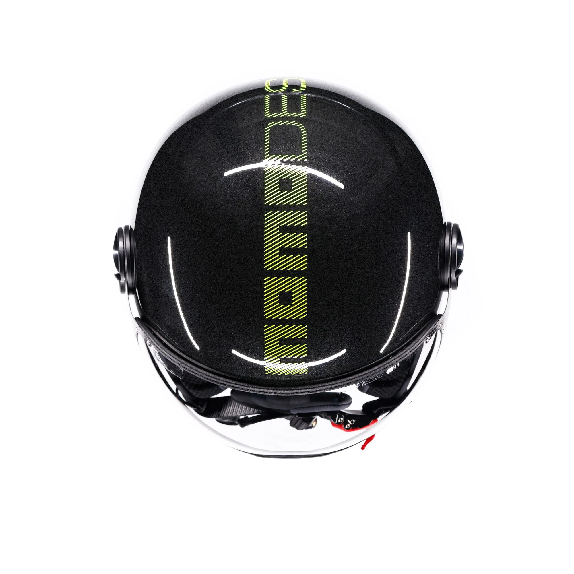 Casco moto jet FGTR CLASSIC Stripes E2206 Nero glitter / giallo fluo - Image 5