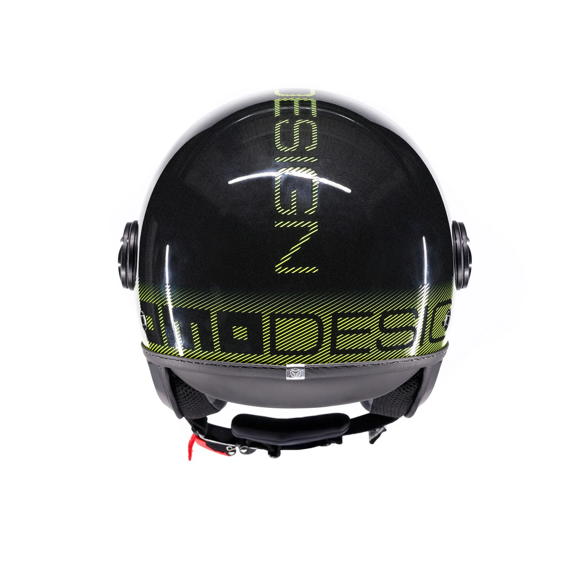Casco moto jet FGTR CLASSIC Stripes E2206 Nero glitter / giallo fluo - Image 6