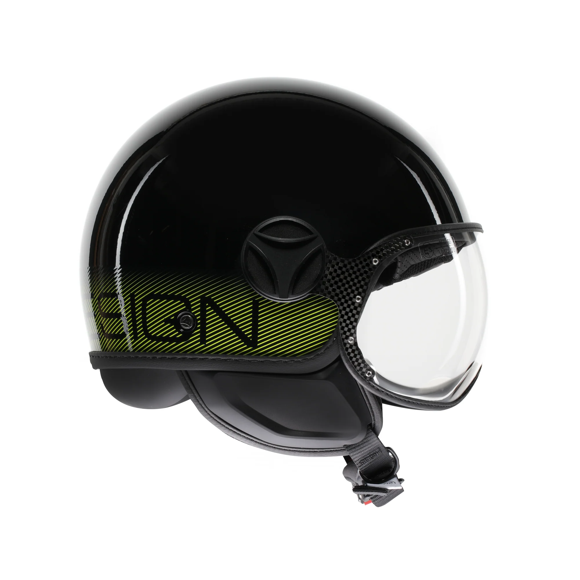 Casco moto jet FGTR CLASSIC Stripes E2206 Nero lucido / giallo fluo - Image 4