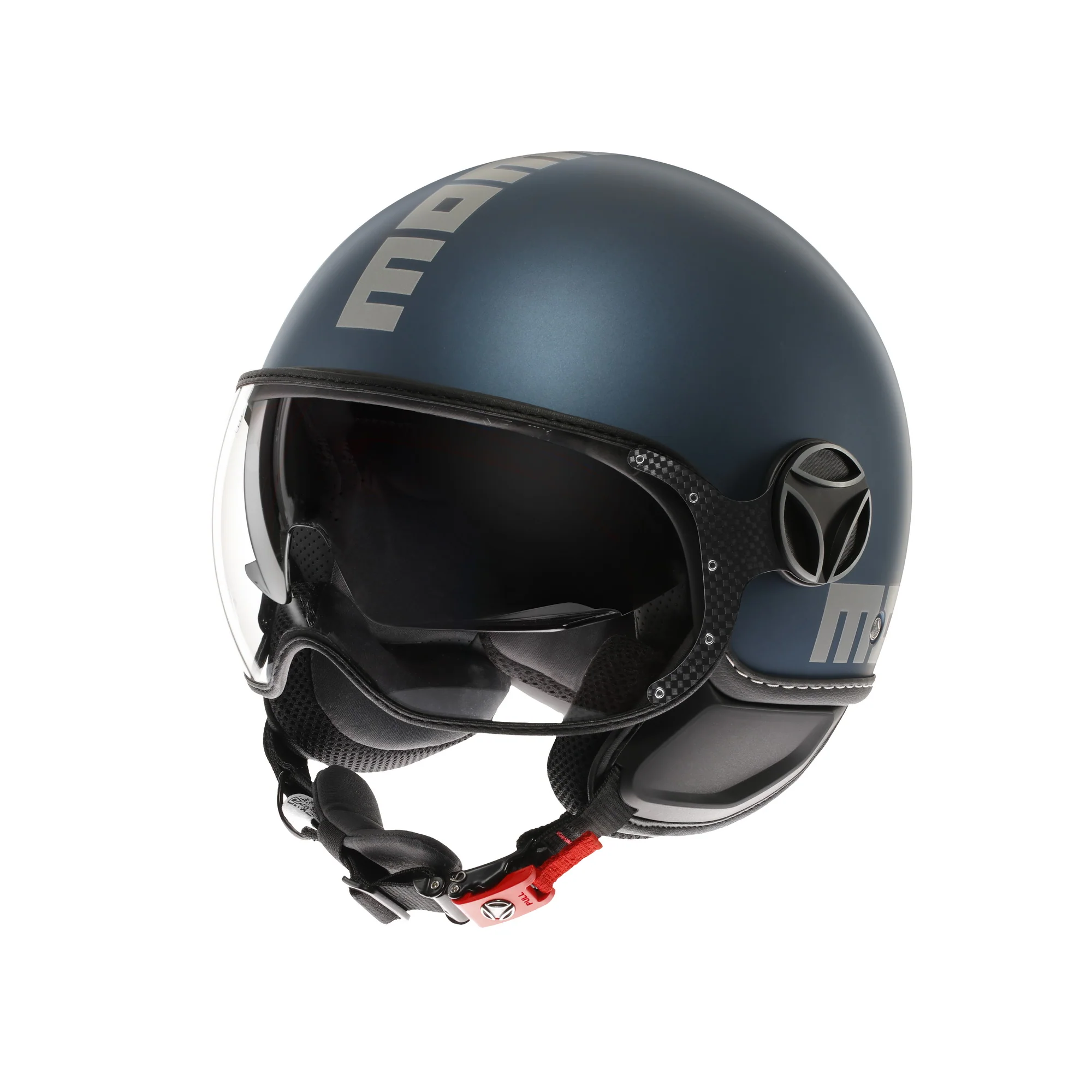 Casco moto jet FGTR EVO Mono E2206 Blu avio opaco / silver - Image 4