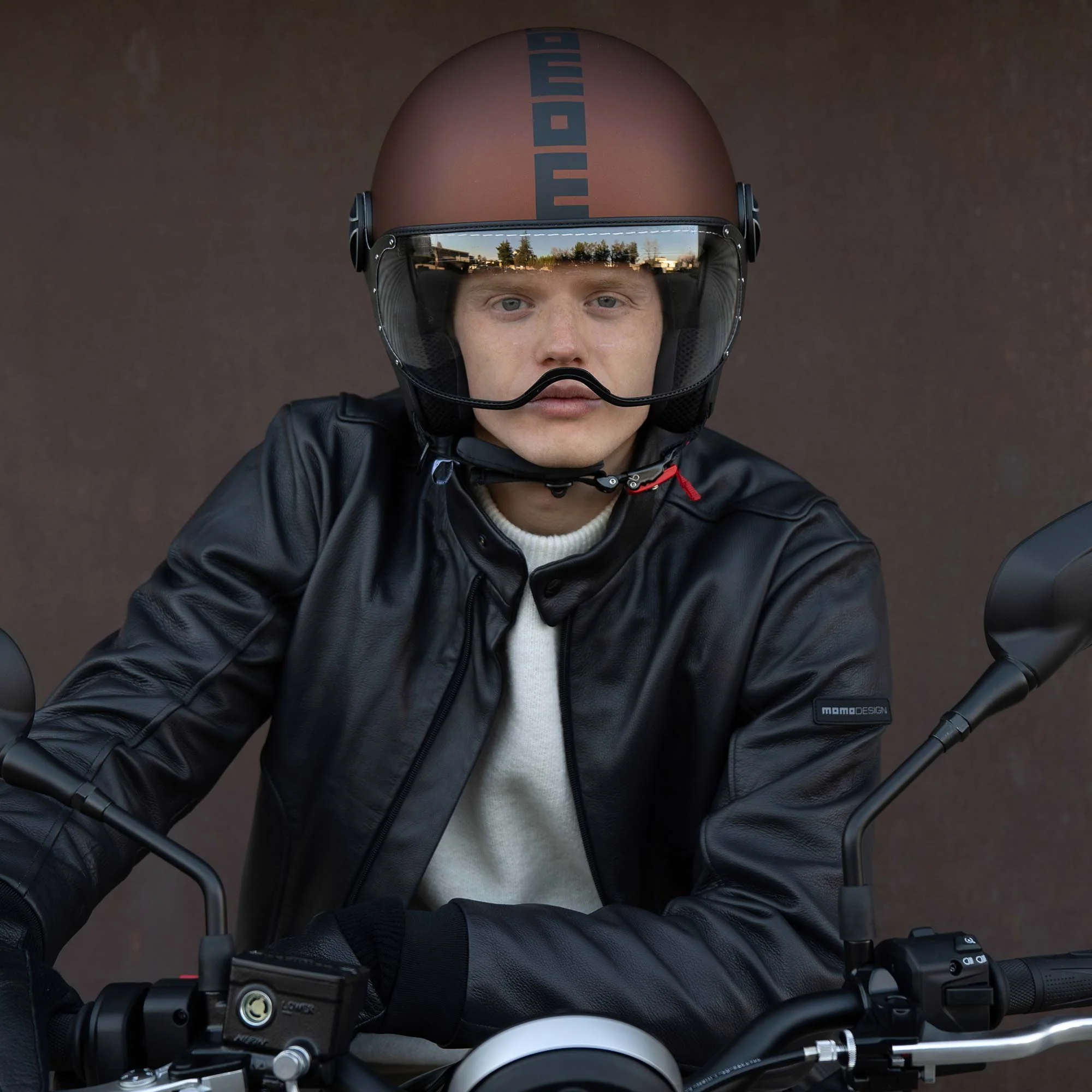 Casco moto jet FGTR EVO Mono E2206 espresso opaco / nero - Image 9