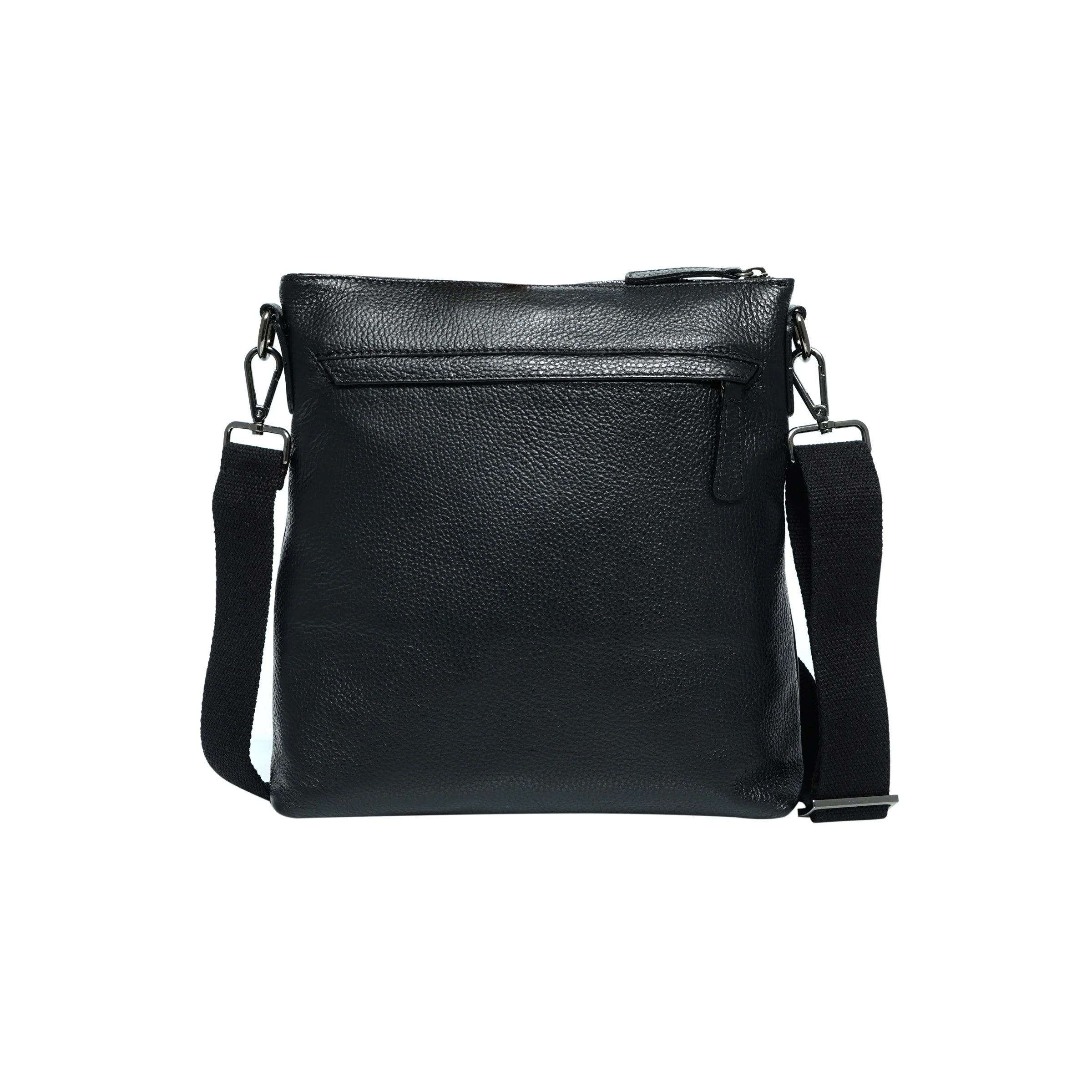 Tracolla Momodesign con zip in vera pelle nera martellata - Image 2