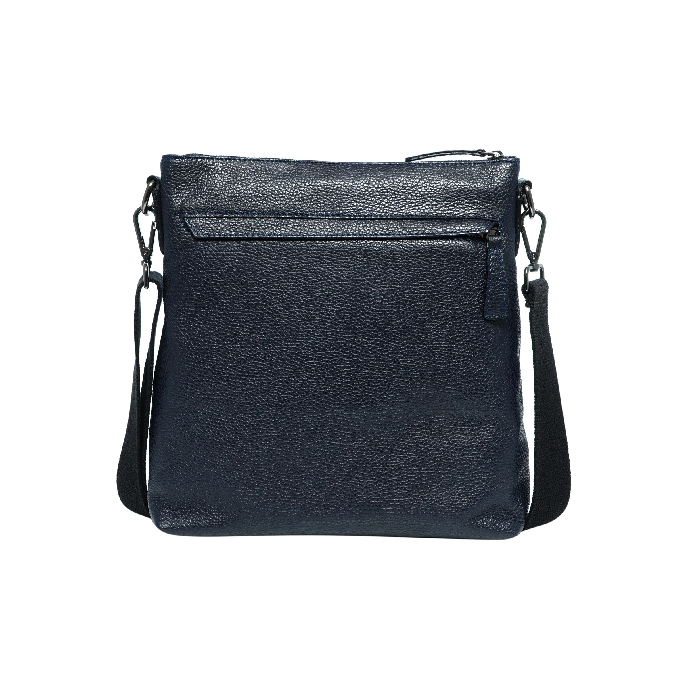 Momodesign Tracolla con zip in vera pelle blu martellata - Image 3