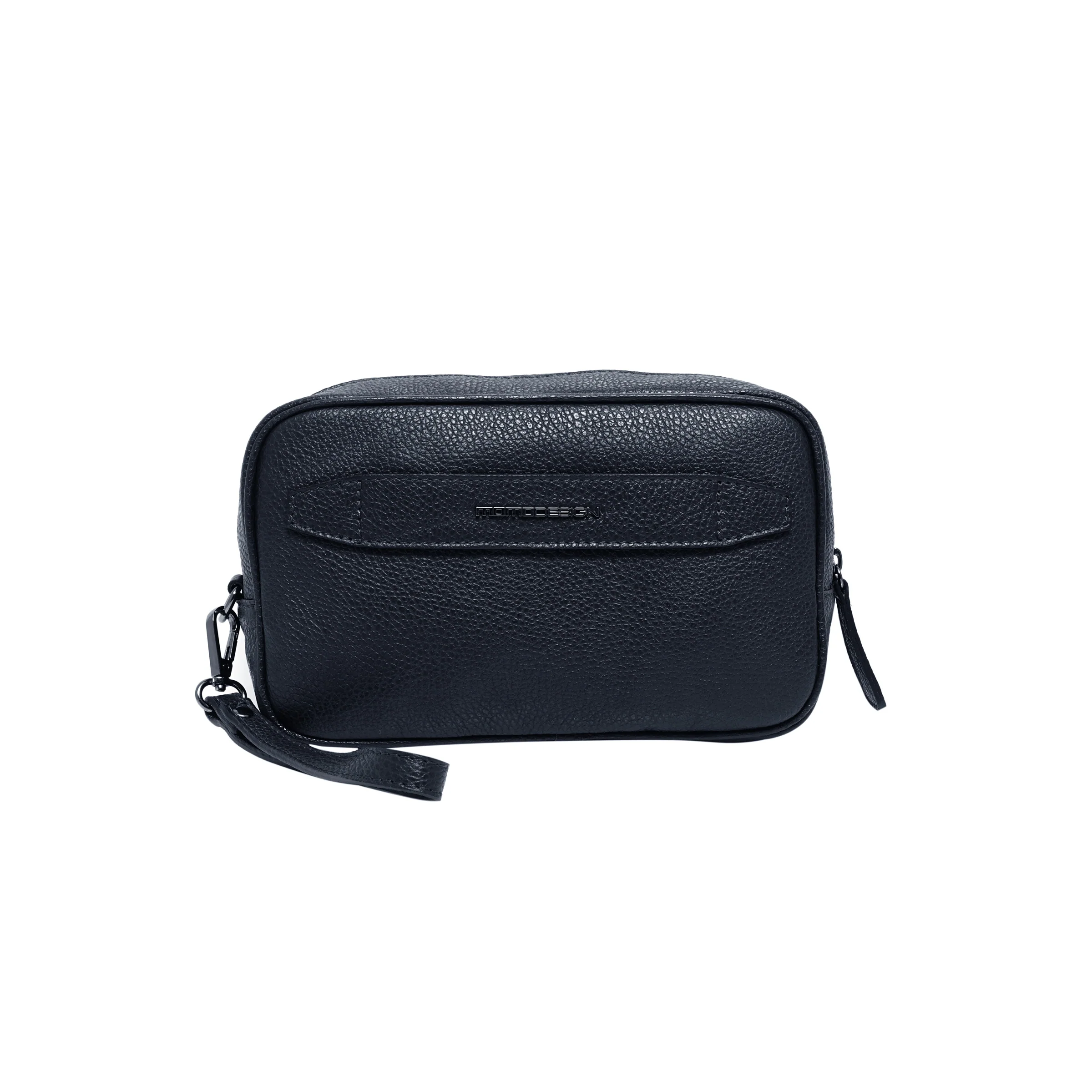 Momodesign Pouch in vera Pelle Blu Martellata