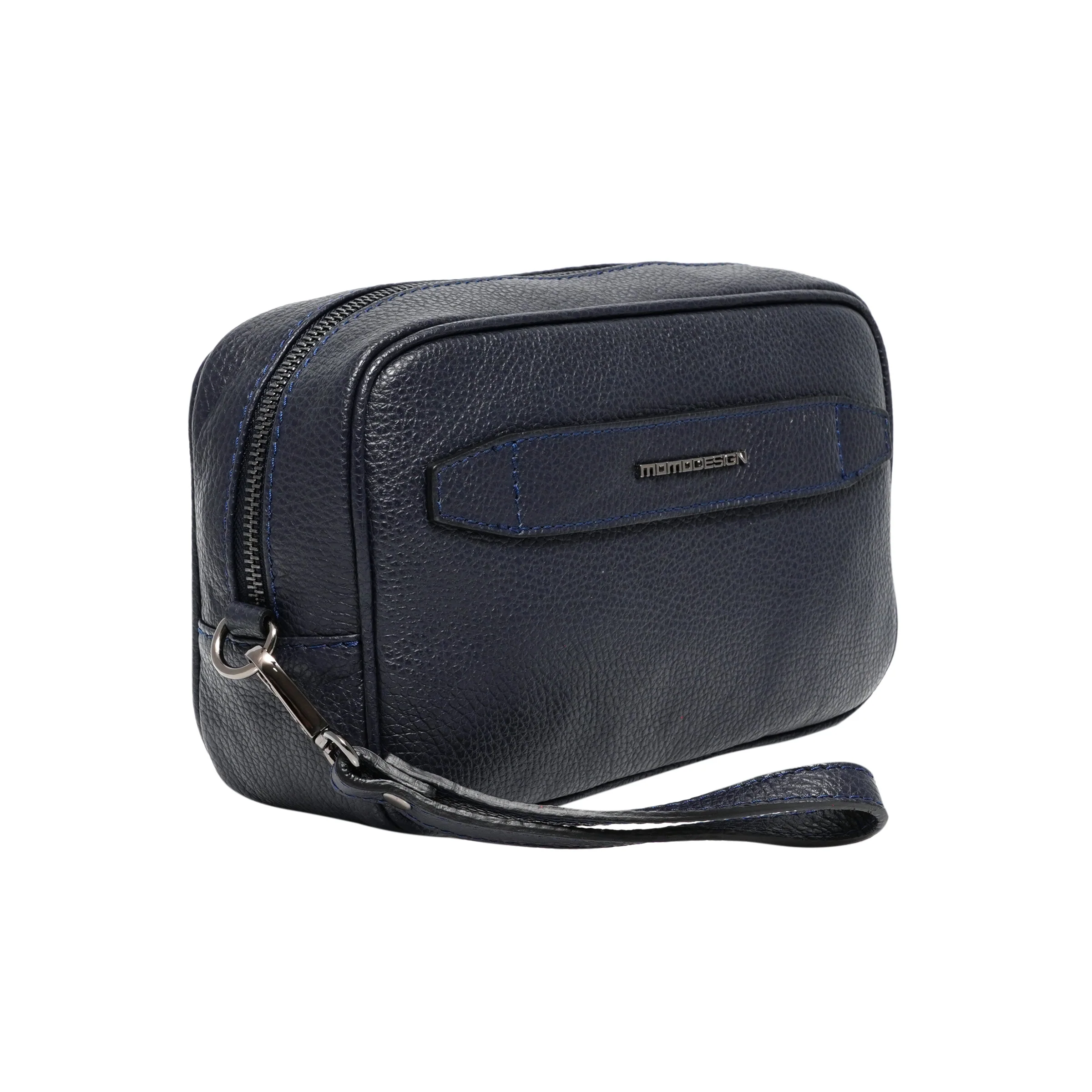 Momodesign Pouch in vera Pelle Blu Martellata - Image 2