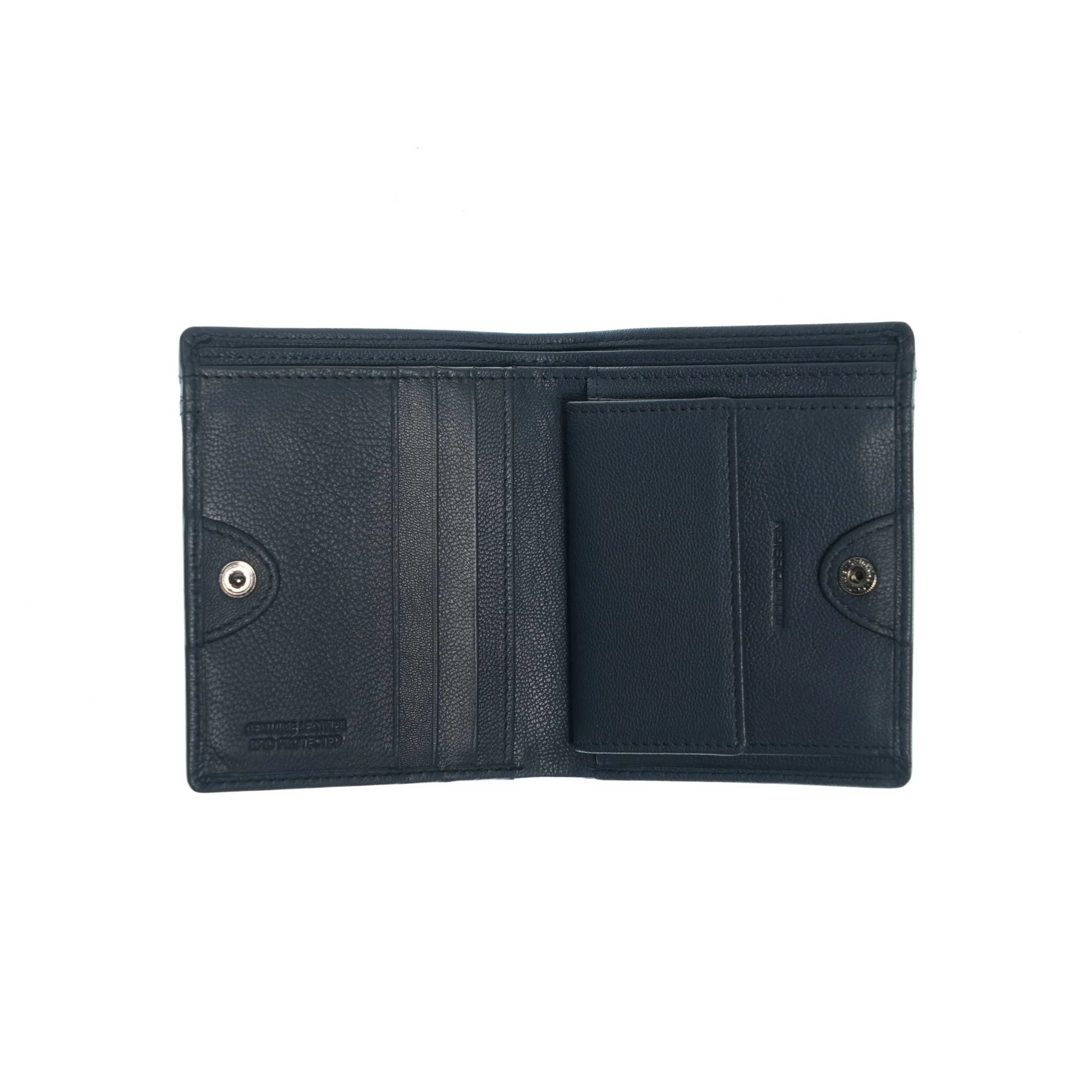 Momodesign portafoglio e portacarte con portamonete Subway in vera pelle nappa blu - Image 2