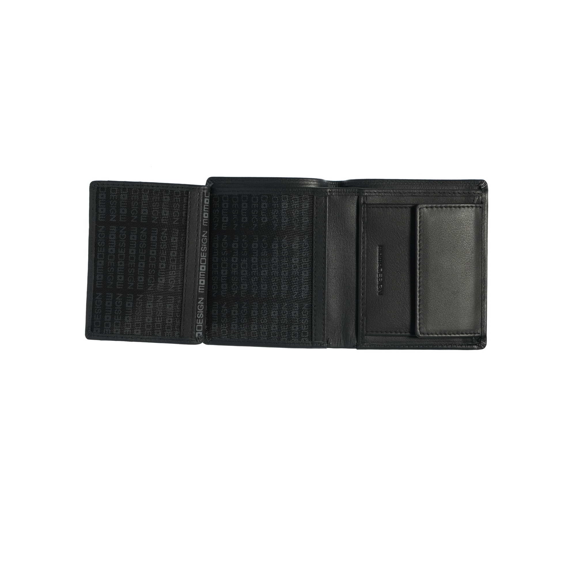 Momodesign portafoglio compatto con portamonete Pure in vera pelle nera - Image 3