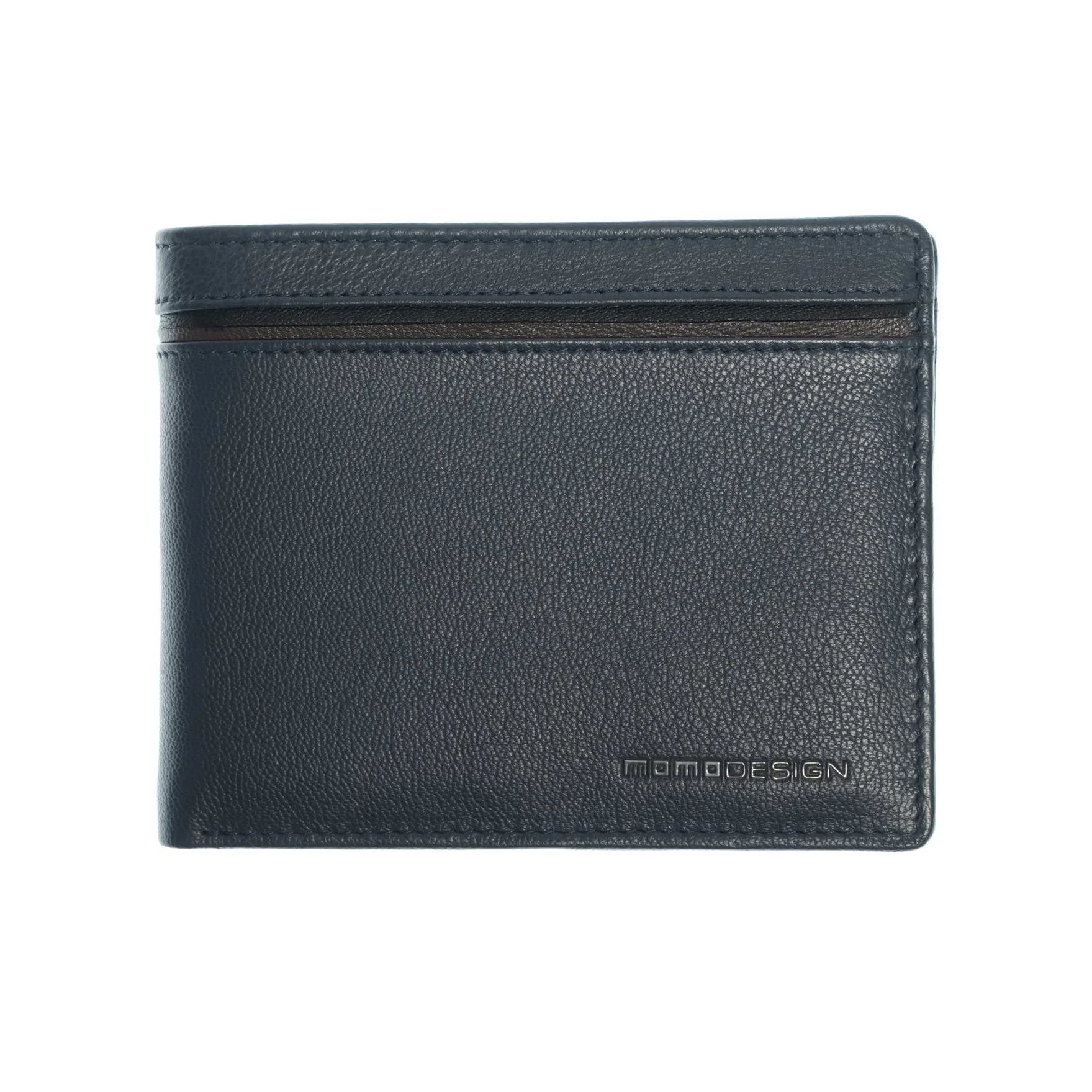 Momodesign portafoglio con portamonete Subway in vera pelle blu