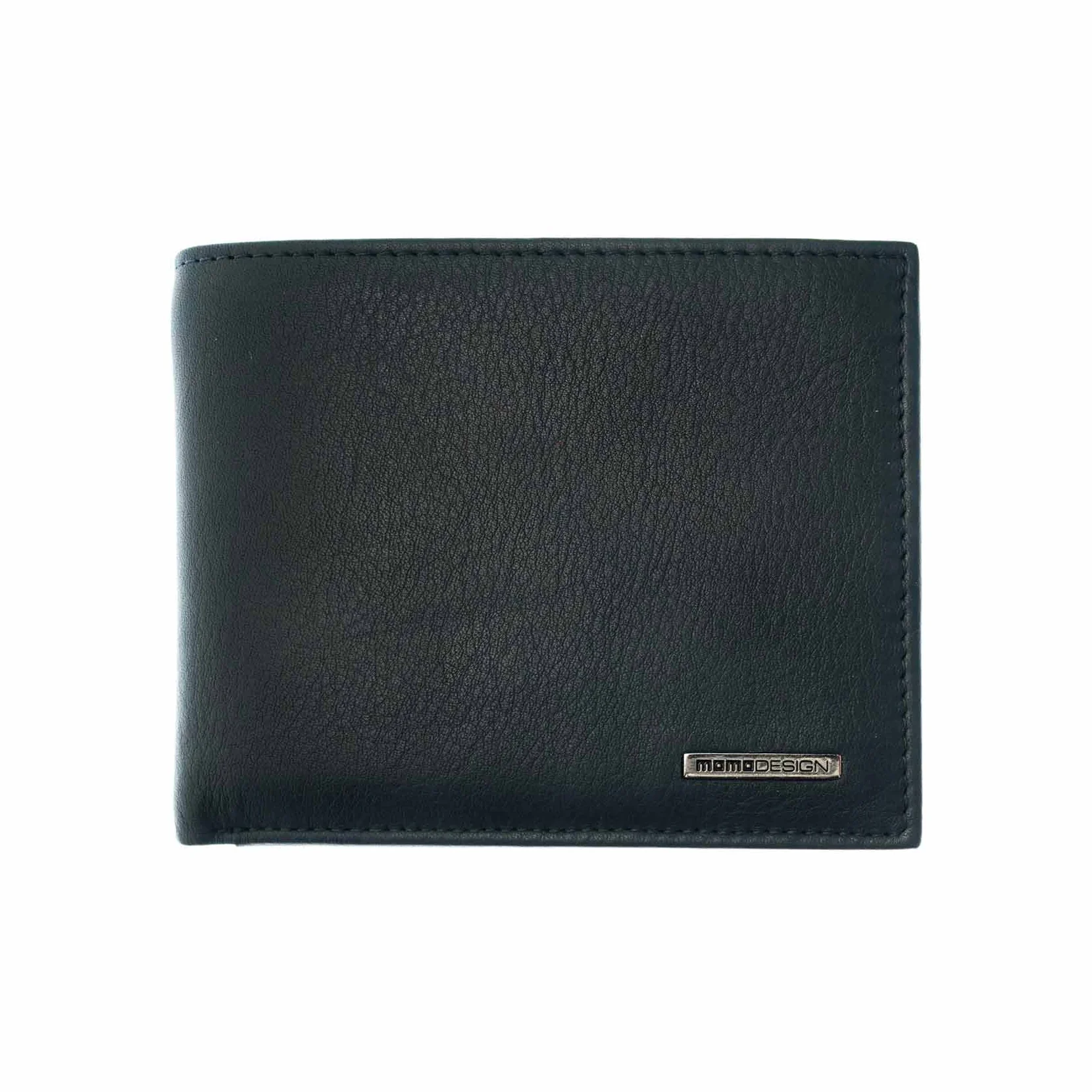 Momodesign Portafoglio trifold in vera Pelle blu