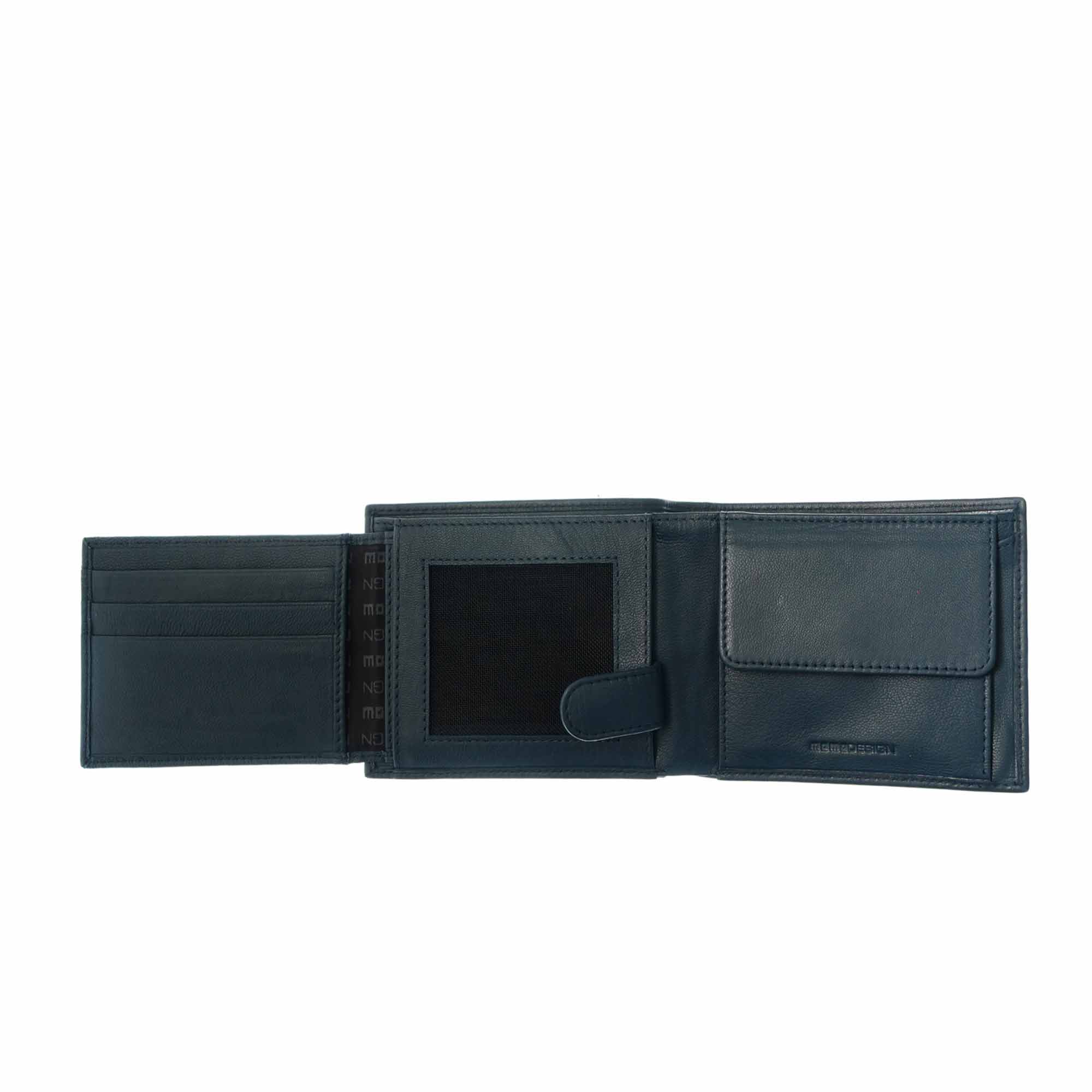 Momodesign Portafoglio trifold in vera Pelle blu - Image 3