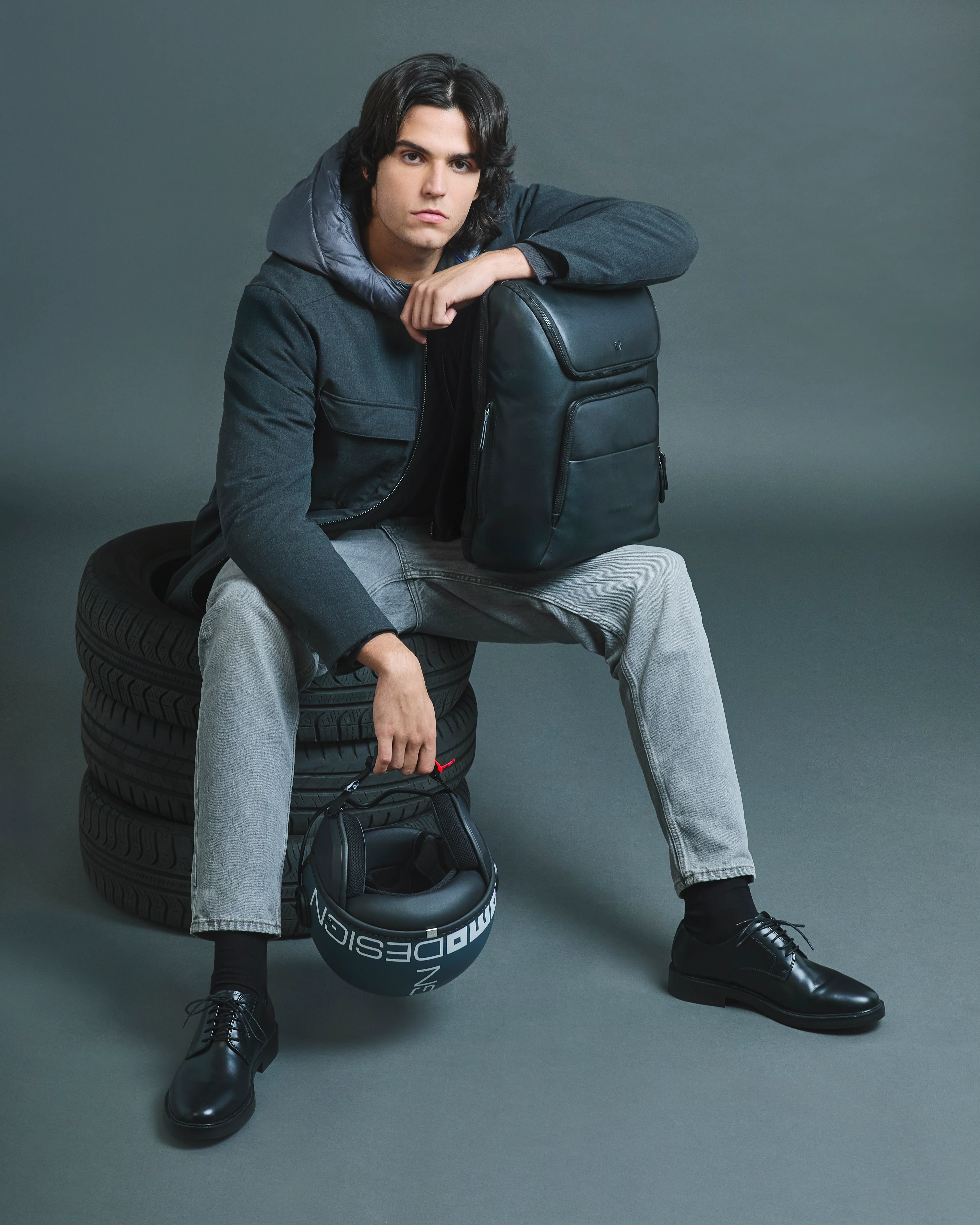 Momodesign Zaino Business Logo due tasche in pelle nera - Image 3