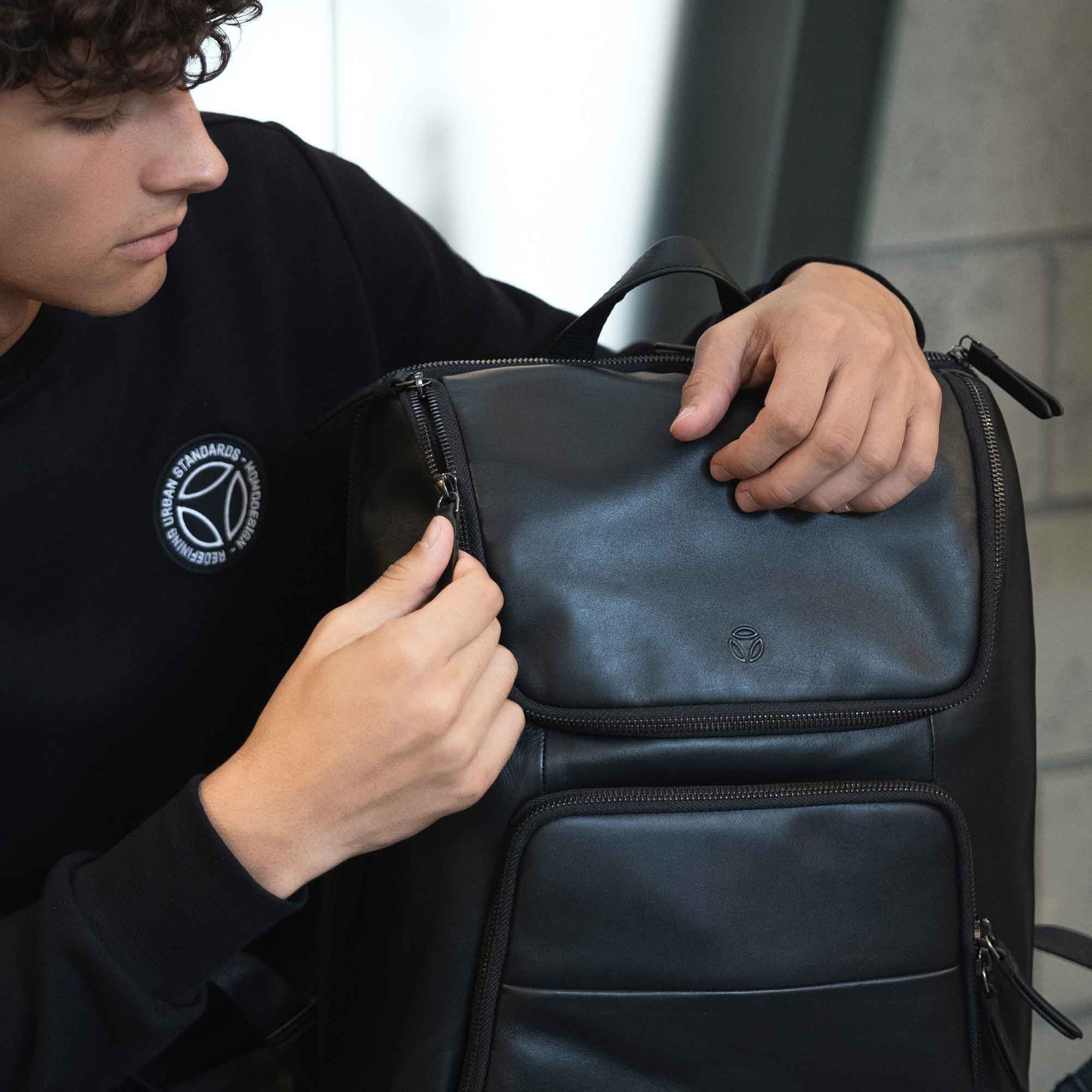 Momodesign Zaino Business Logo due tasche in pelle nera - Image 5