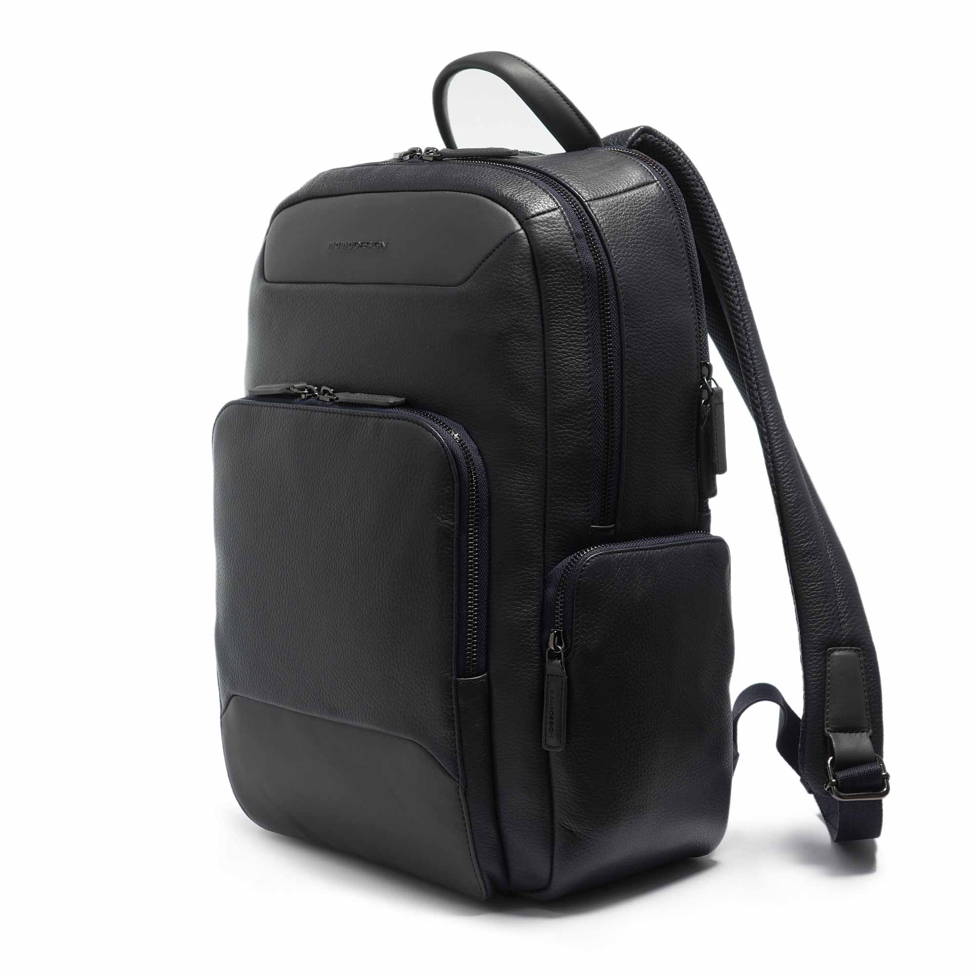 Momodesign Zaino Dollaro con 3 tasche in pelle colore blu - Image 2